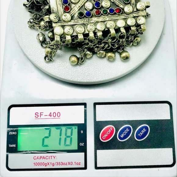 Silver Vintage Coins Chain Necklace, Tribal Big Pendant Necklace - Picture 9 of 9